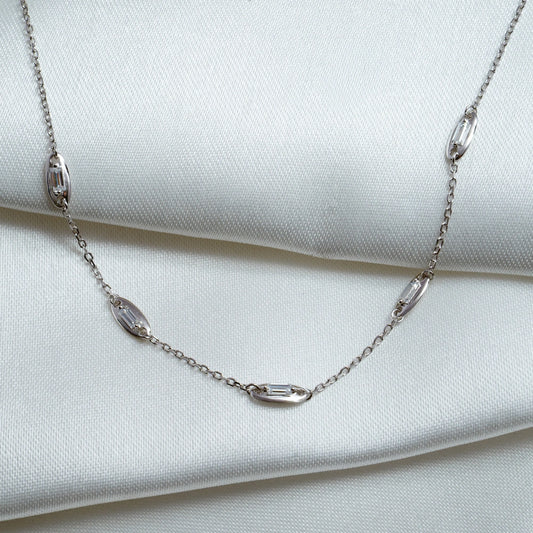 Baguette Crystal Station Necklace