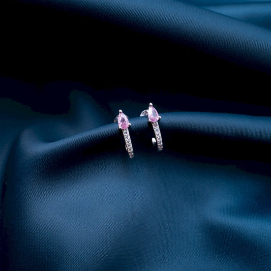 Pink Gemstone Pavé Stud Earrings