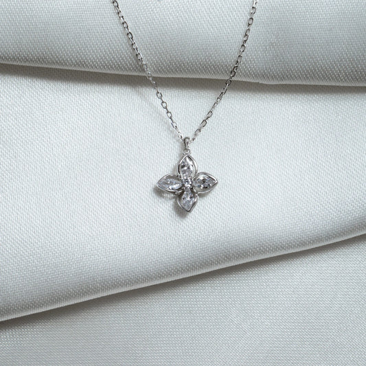 Crystal Floral Pendant Necklace