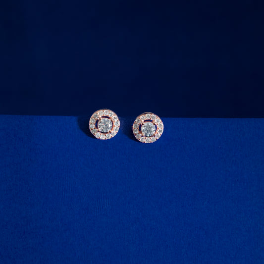 Rose Gold Halo Crystal Stud Earrings