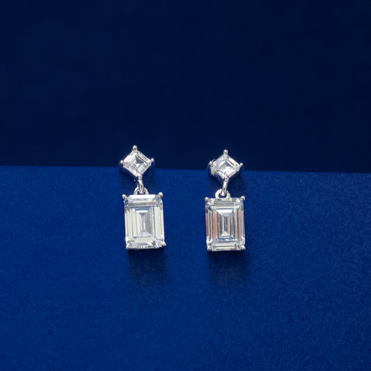 Emerald Cut Crystal Drop Earrings