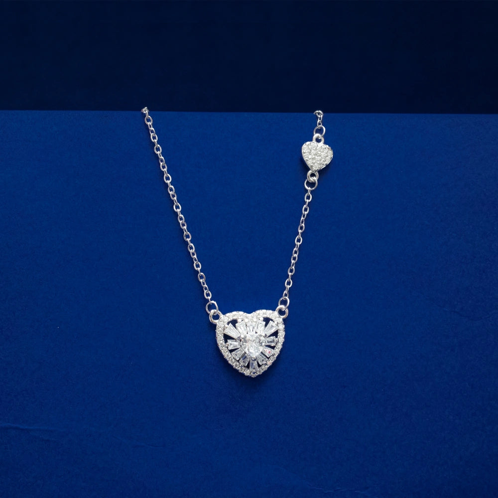 Heart Halo Pendant & Stud Earring Set