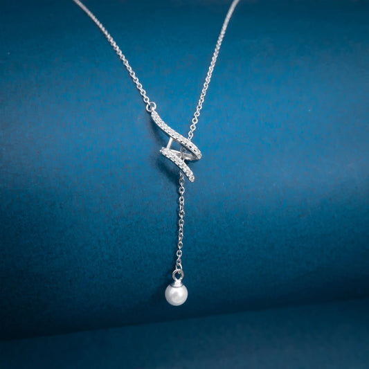 Silver Pearl Drop Necklace