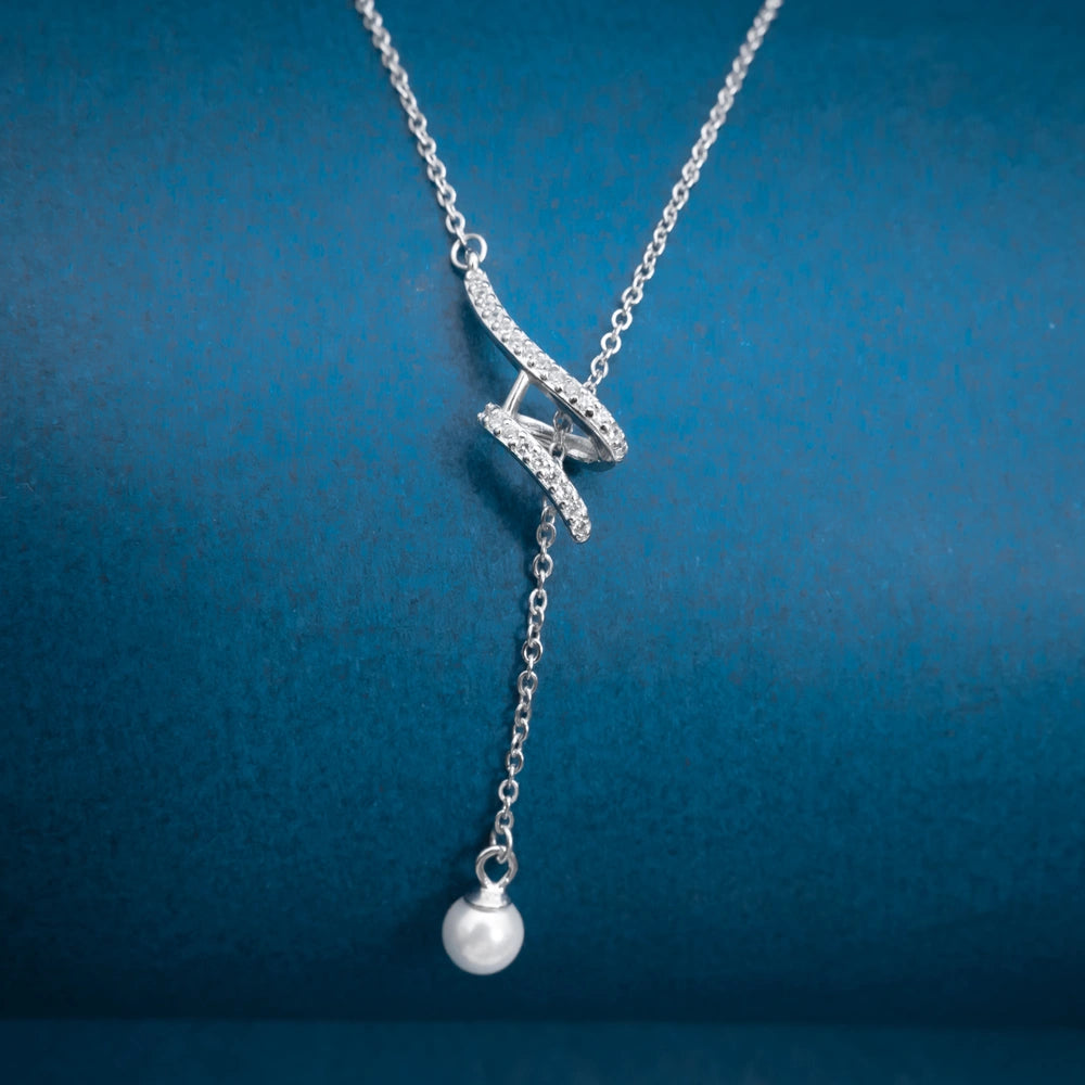 Silver Pearl Drop Necklace