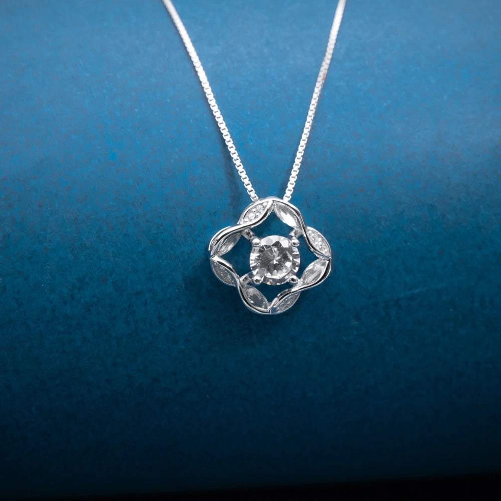 Silver Clover Crystal Necklace