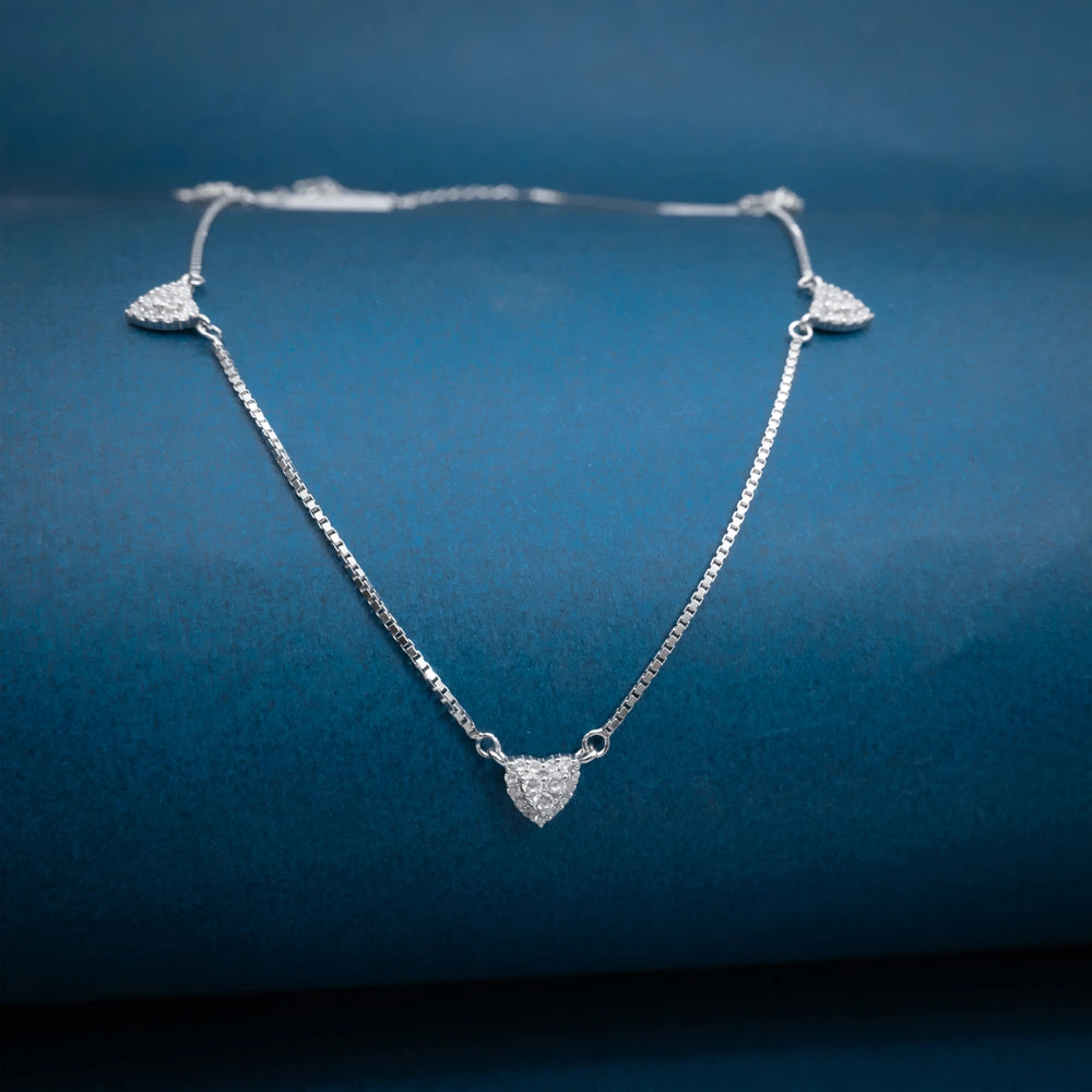 Silver Heart Crystal Necklace