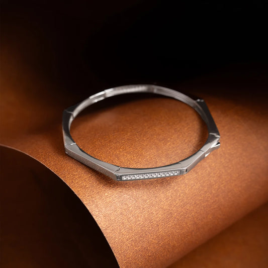 Geometric Diamond Silver Bracelet