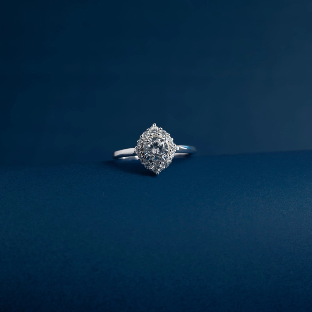 Marquise Halo Crystal Ring