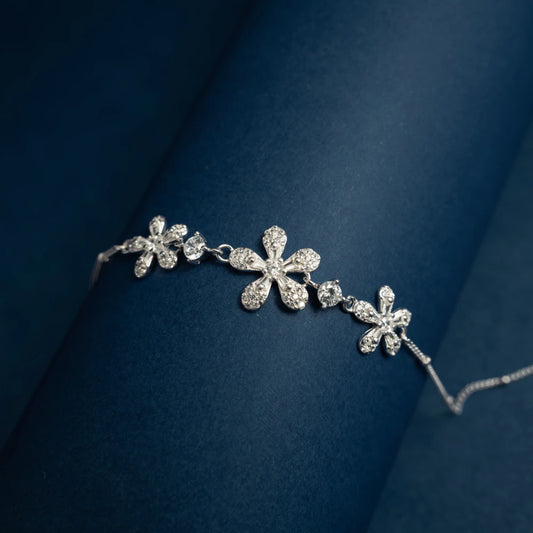 Crystal Flower Charm Bracelet