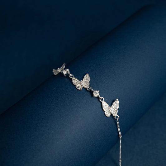 Diamond Butterfly Charm Bracelet