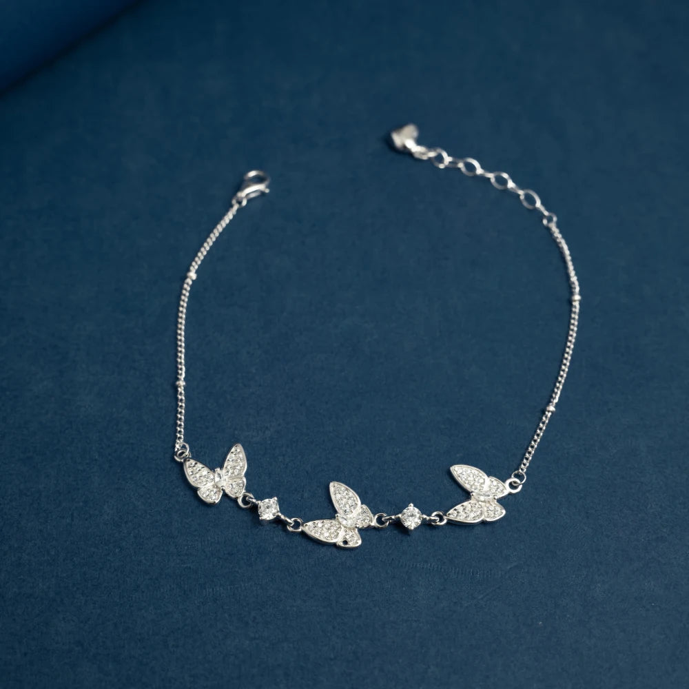 Diamond Butterfly Charm Bracelet