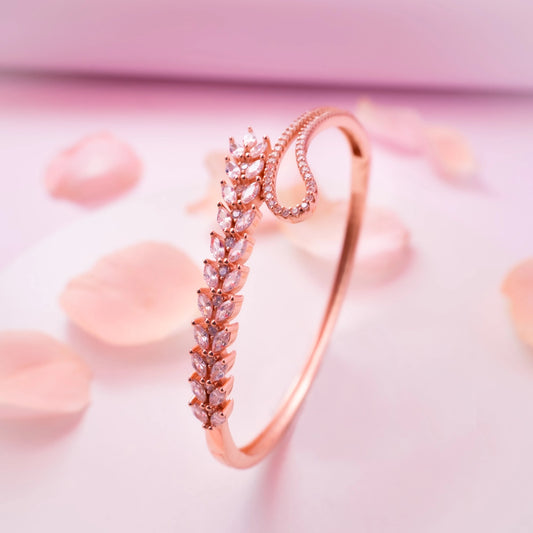 Crystal Leaf Rose Gold Bracelet