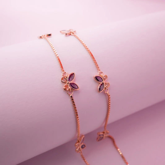 Amethyst Butterfly Anklet