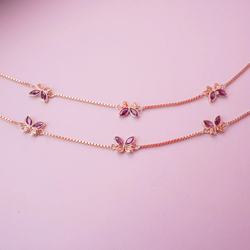 Amethyst Butterfly Anklet