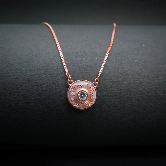 Round Solitaire Crystal Pendant Necklace