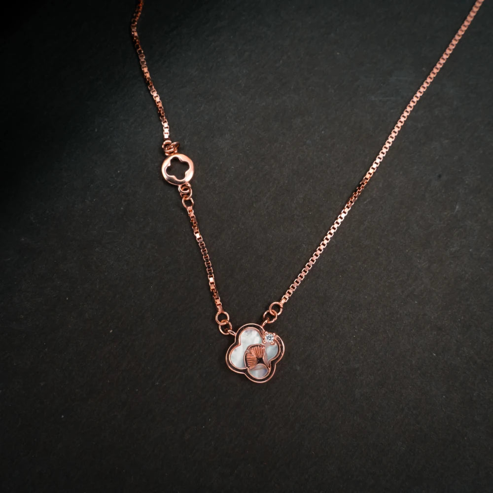 Rose Gold Clover Charm Necklace