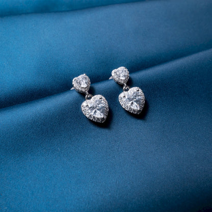 Heart Drop Crystal Stud Earrings