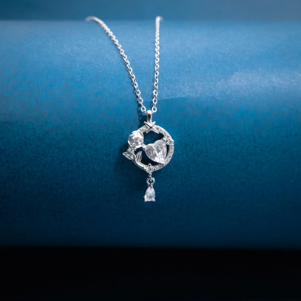 Silver Crystal Globe Pendant Necklace