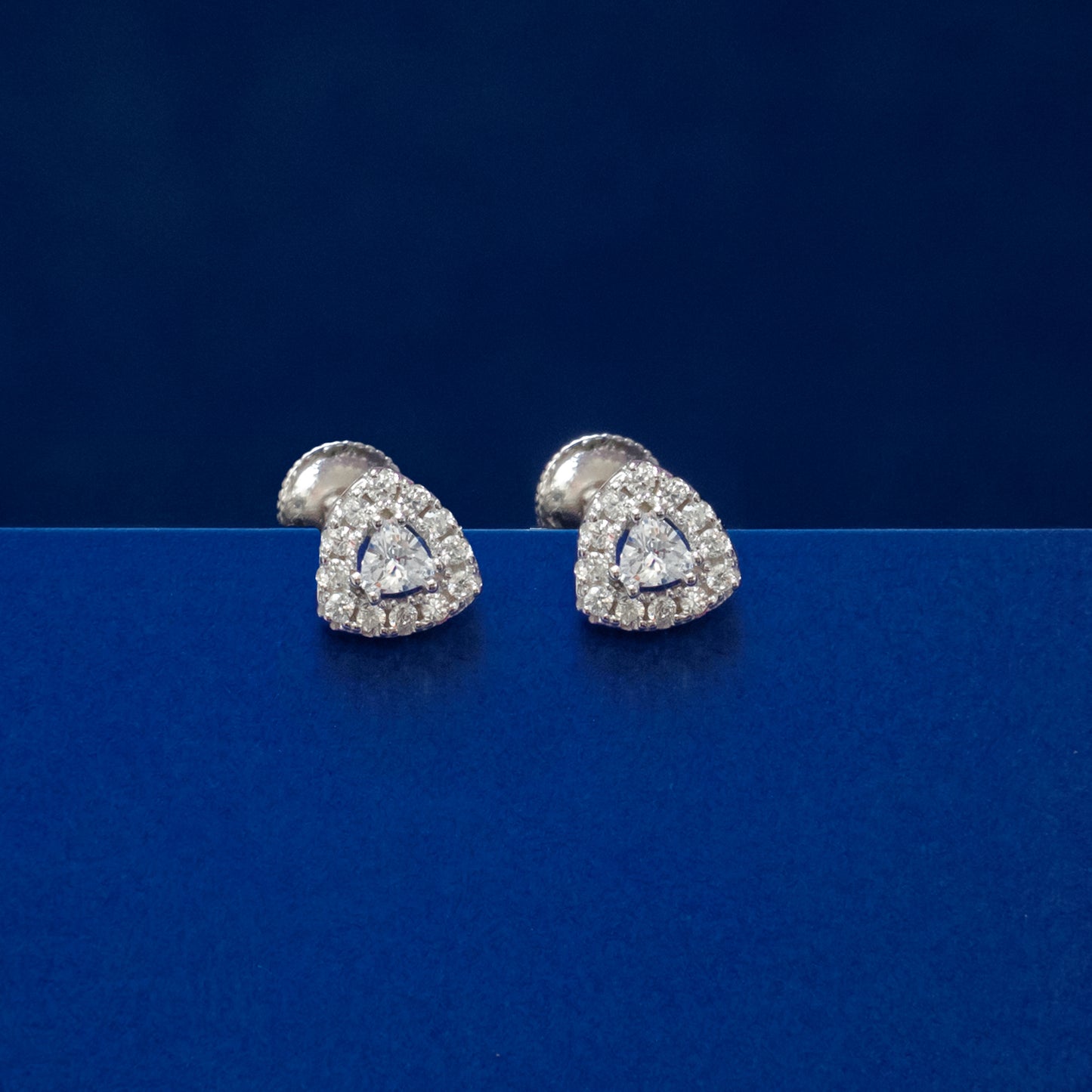 Trillion Halo Crystal Stud Earrings