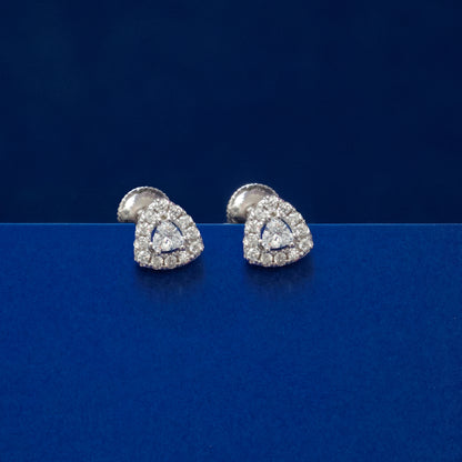 Trillion Halo Crystal Stud Earrings