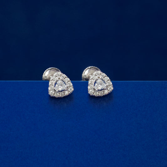 Trillion Halo Crystal Stud Earrings