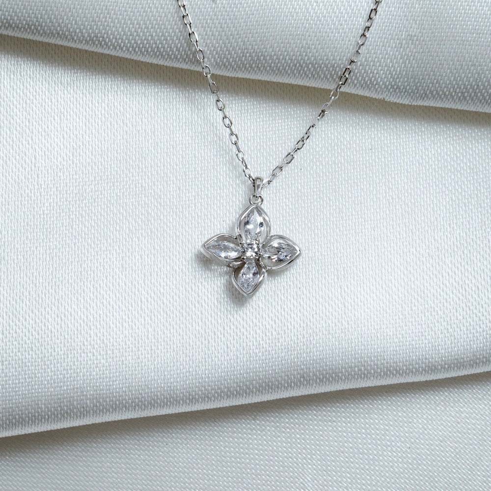 Crystal Floral Pendant Necklace