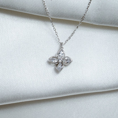 Crystal Floral Pendant Necklace