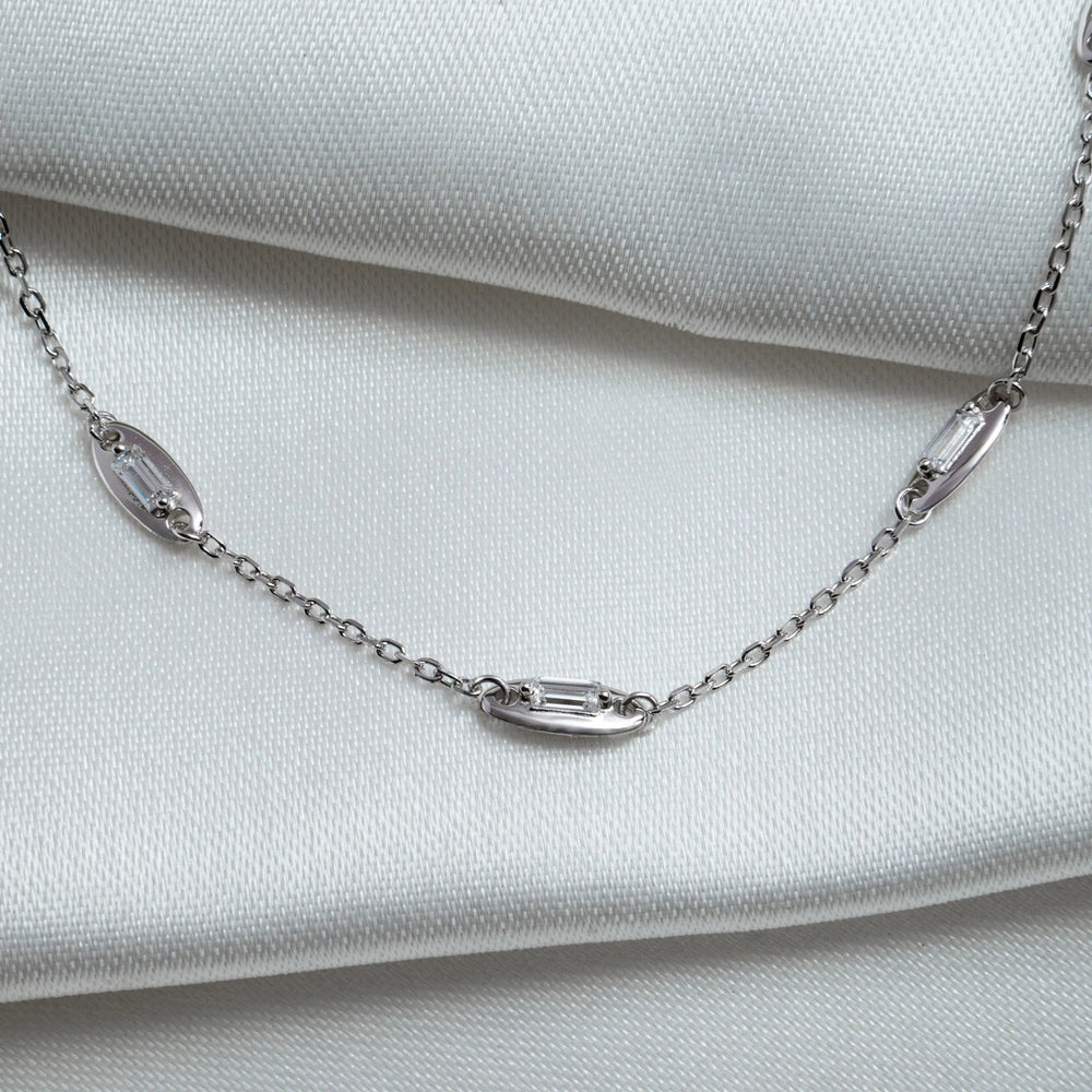 Baguette Crystal Station Necklace