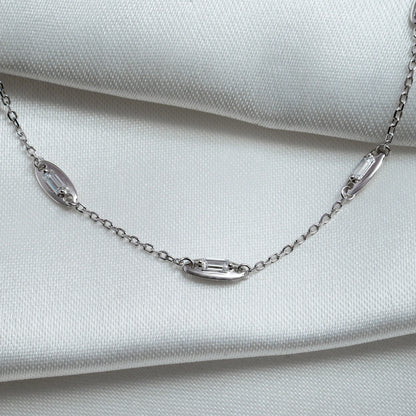 Baguette Crystal Station Necklace