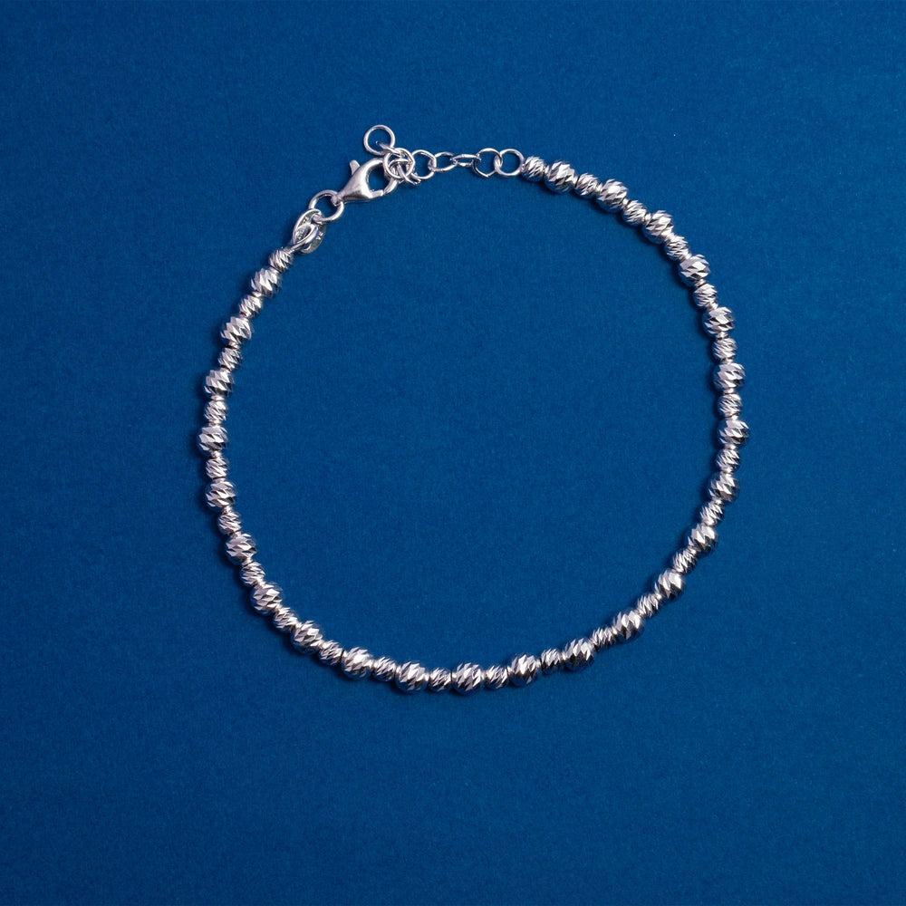 Silver Diamond-Cut Bead Bracelet