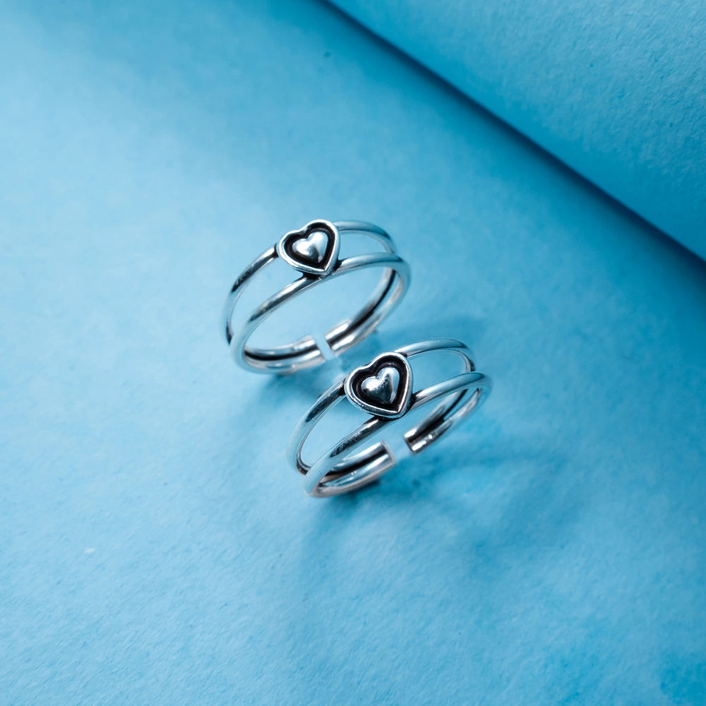 Double Heart Open Toe Ring
