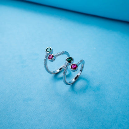 Ruby Crystal Open Toe Ring