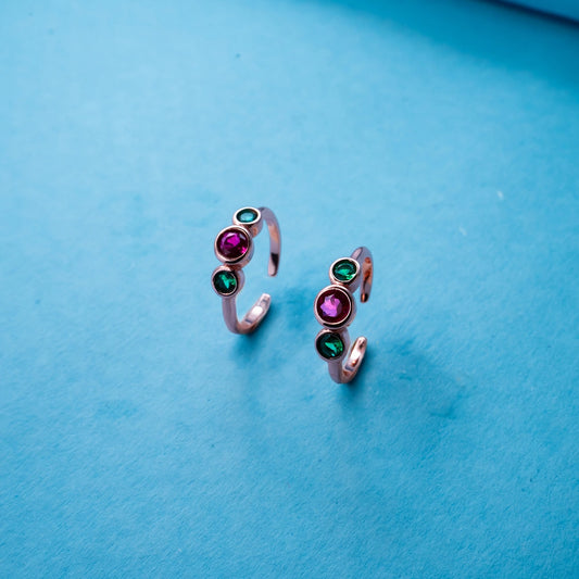 Floral Ruby Crystal Toe Ring