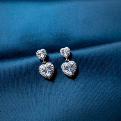 Heart Drop Crystal Stud Earrings