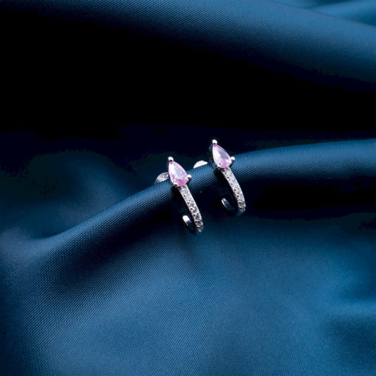 Pink Gemstone Pavé Stud Earrings
