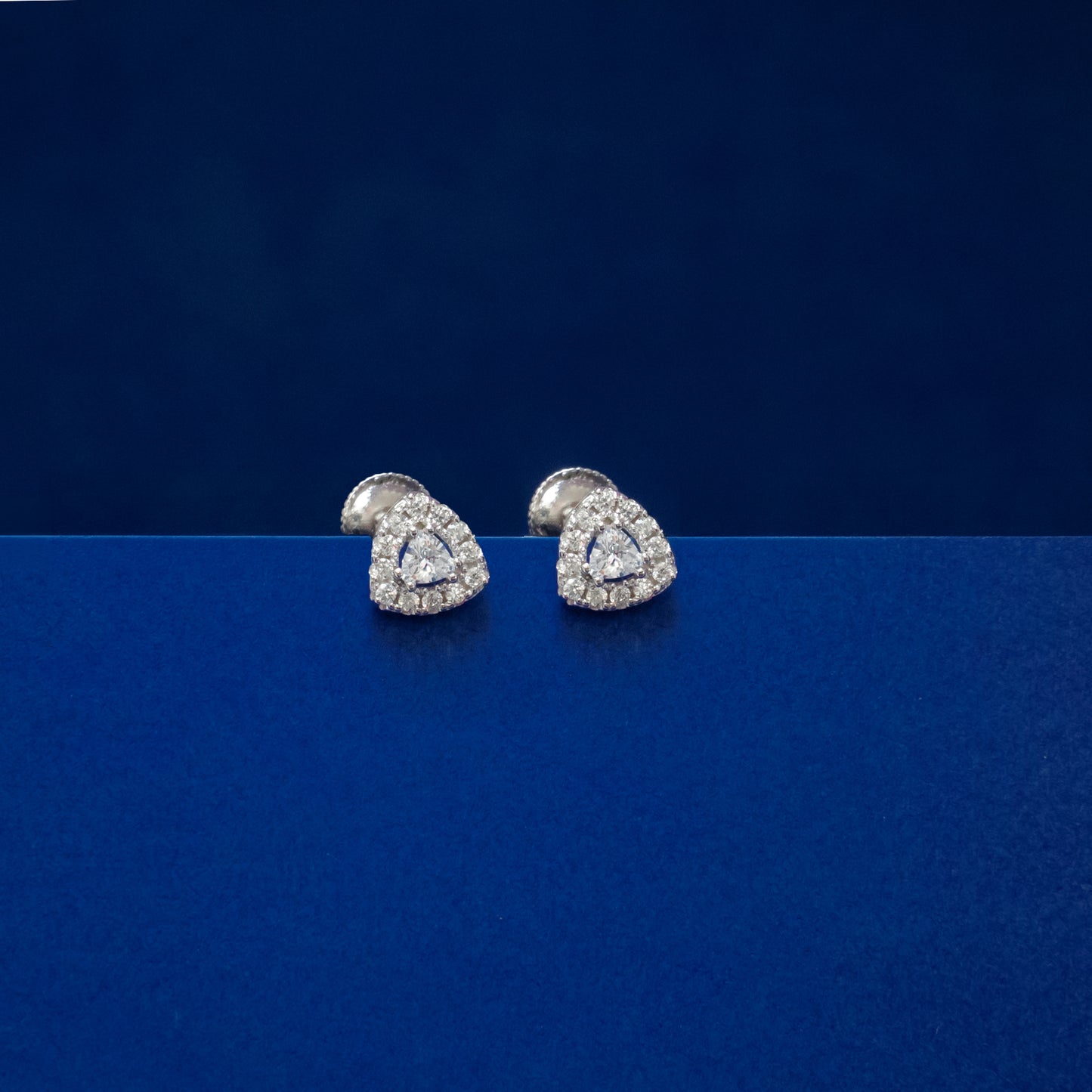 Trillion Halo Crystal Stud Earrings