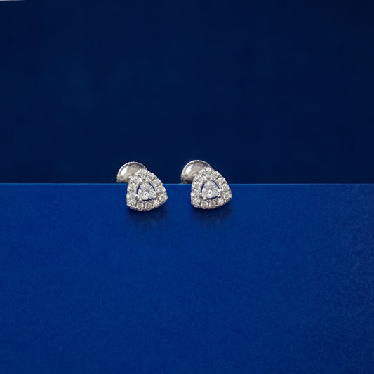 Trillion Halo Crystal Stud Earrings