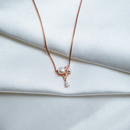 Rose Gold Pearl Drop Pendant Necklace