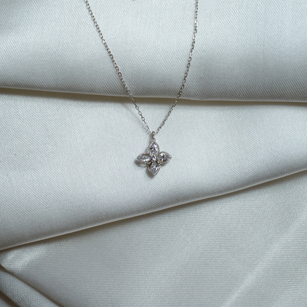 Crystal Floral Pendant Necklace
