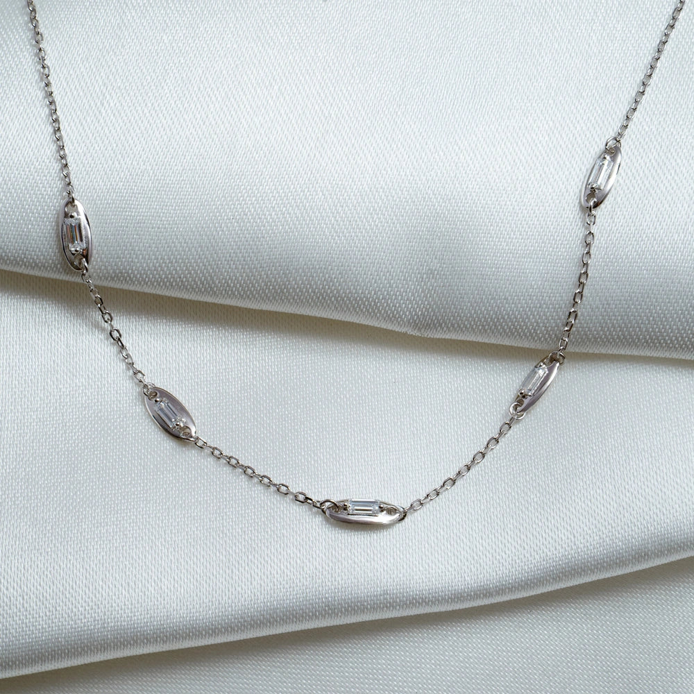 Baguette Crystal Station Necklace