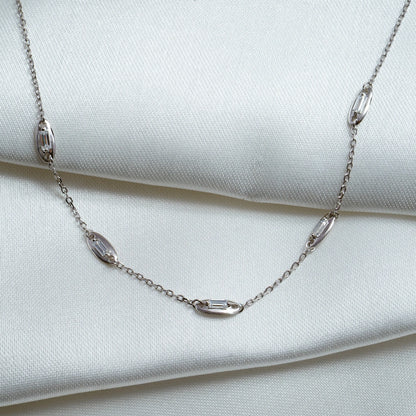 Baguette Crystal Station Necklace