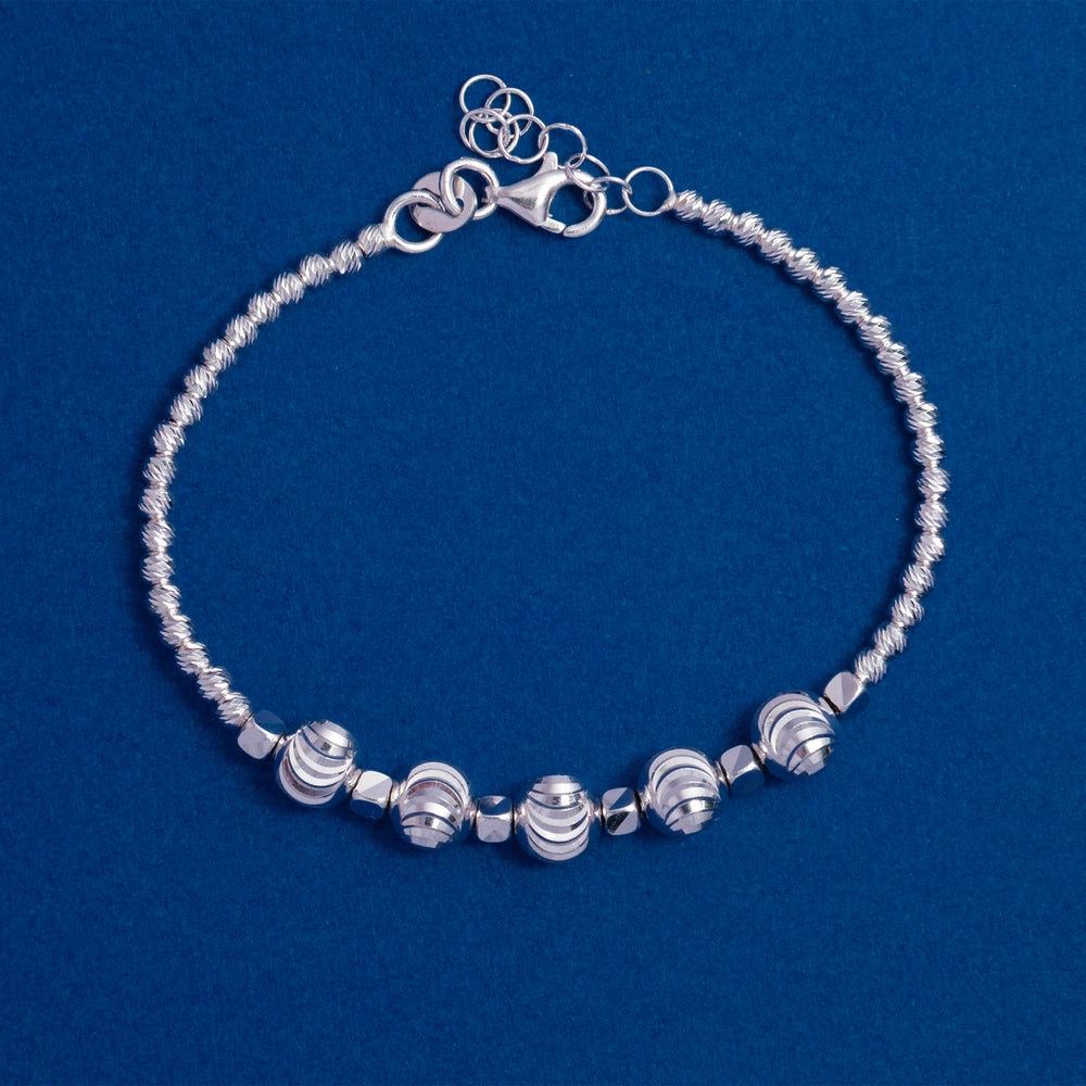 Silver Textured Bead Bracelet