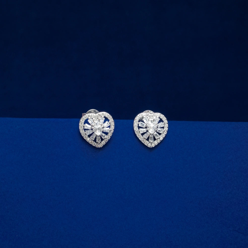 Heart Halo Pendant & Stud Earring Set