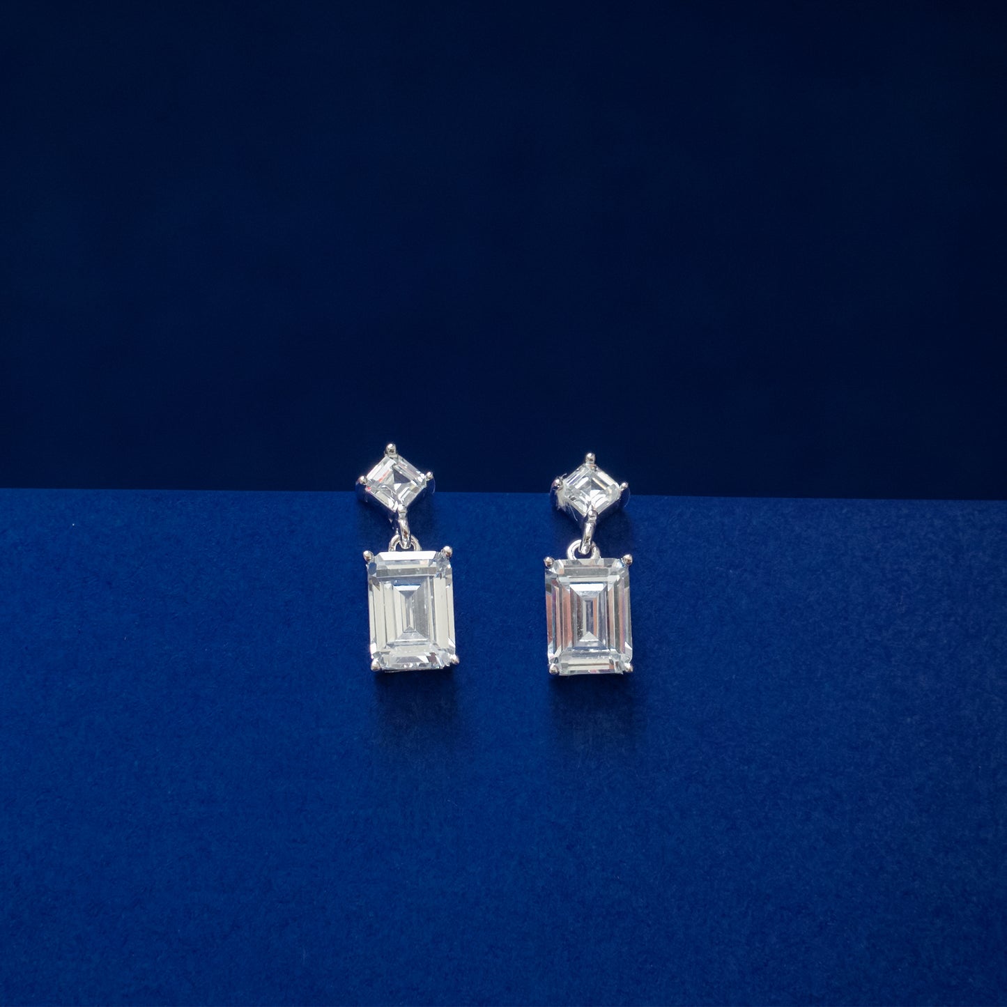 Emerald Cut Crystal Drop Earrings