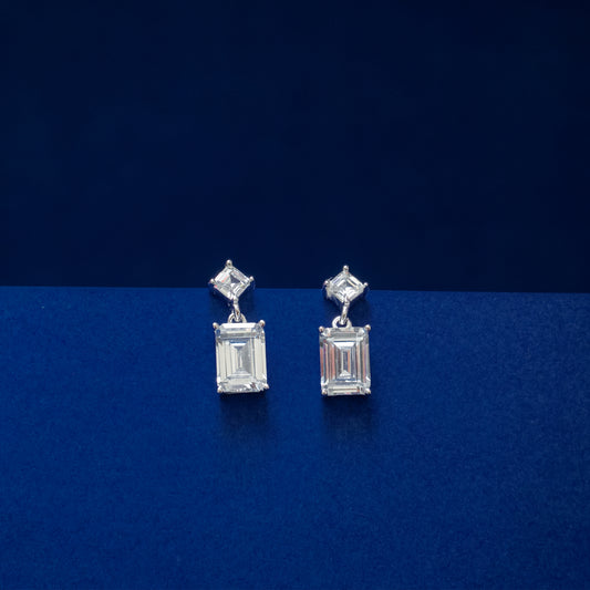 Emerald Cut Crystal Drop Earrings