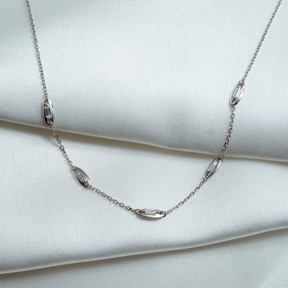 Baguette Crystal Station Necklace