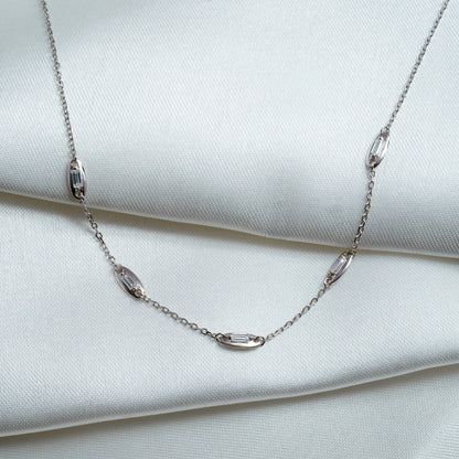 Baguette Crystal Station Necklace