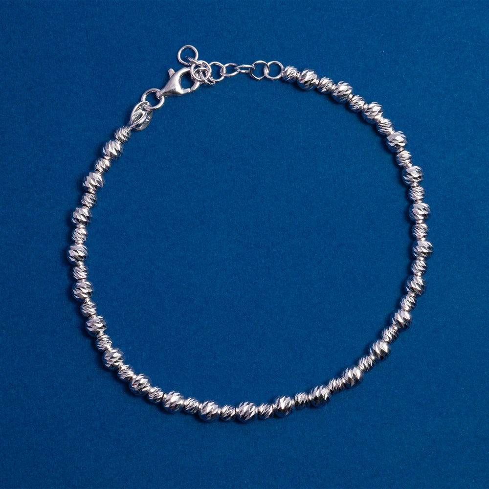 Silver Diamond-Cut Bead Bracelet