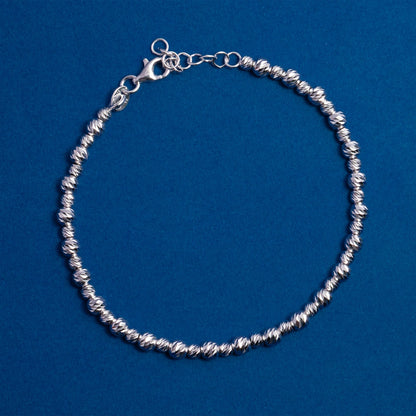 Silver Diamond-Cut Bead Bracelet