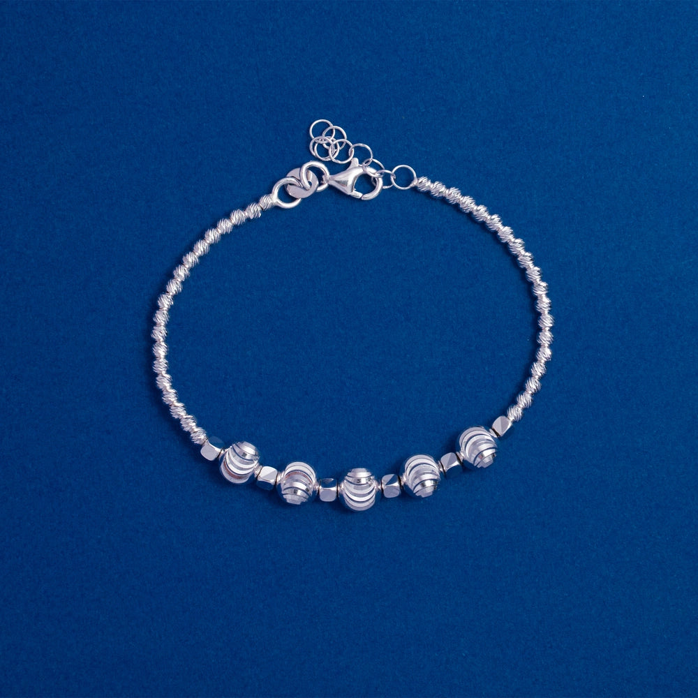 Silver Textured Bead Bracelet